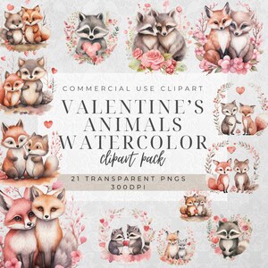 Woodland Animals Valentines Clipart: Forest Animal Images (Digital Download)