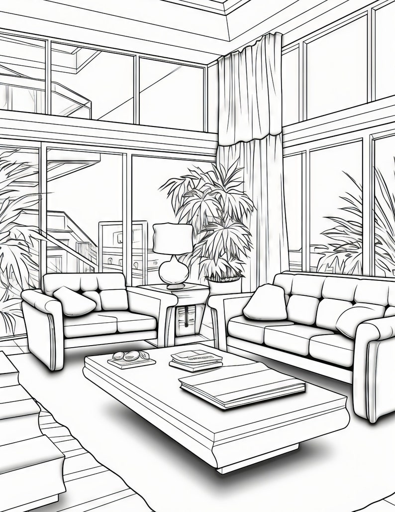 22 Interior Design Coloring Pages Adult Coloring Beautiful Living Room