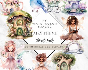 Magische Garten Feen Clipart - Aquarell Fee PNG Bundle