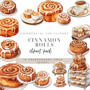 Cinnamon Rolls Clipart: Bakery Dessert PNG Bundle (Commercial Use)