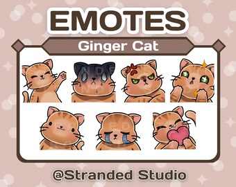 Ginger Cat Bundle - 7 Emotes | Twitch Emotes | Discord Emotes | Youtube Emotes | Stream | Instant Download | Digital Download |