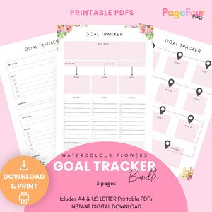 Goal Tracker Printables, Goal Planning PDFs, Digital Download, Goal Tracker Bundle, Printable, A4 & US Letter sizes