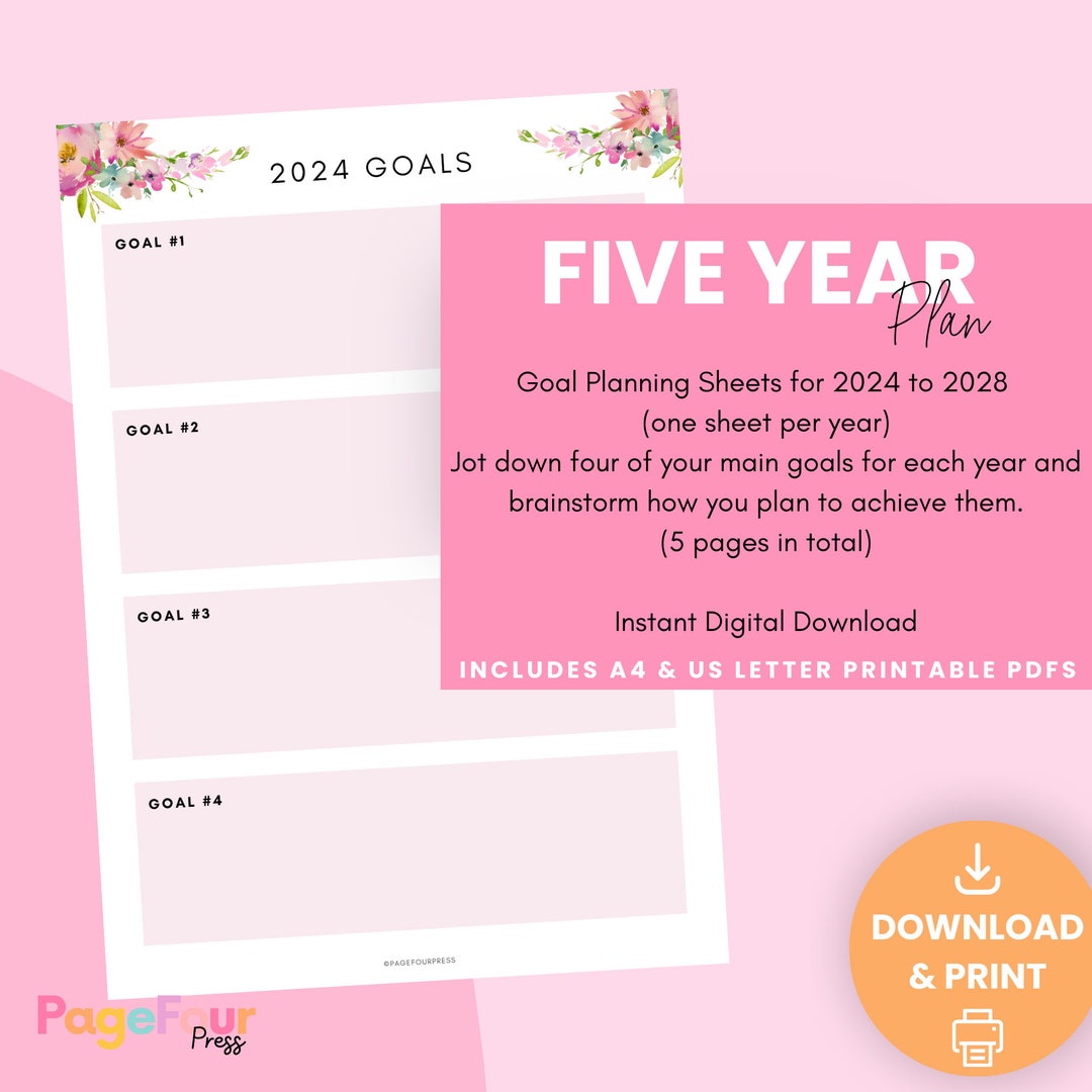 2024 2028 Goal Setting Printables Goal Planning Pdfs Digital Download ...