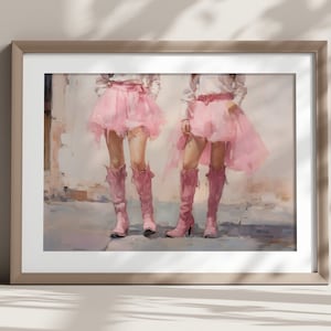 Western Howdy Cowgirl Printable Wall Art, Boots Trendy, Preppy Cowgirl Dorm Room Wall Art Decor, Girly Digital Download Aesthetic Blue Pink