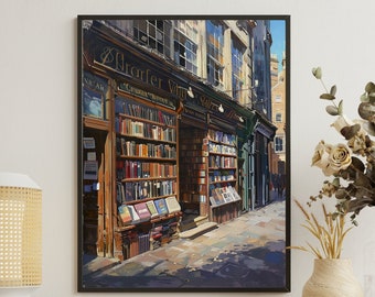 Book Store Print, Bookshop Wall Art, Reading Gift, Travell City Poster, Travel Poster, Library Art, Author Gift Idea, New York Bookstore Art