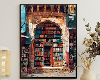 Travell City Book Store Poster, Book Shop Print, Reading Gift, Bookshop Wall Art, Book Art, Library Art, Author Gift Idea, Book Lovers Gift,