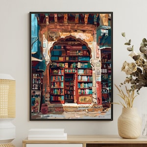 Travell City Book Store Poster, Book Shop Print, Reading Gift, Bookshop Wall Art, Book Art, Library Art, Author Gift Idea, Book Lovers Gift,