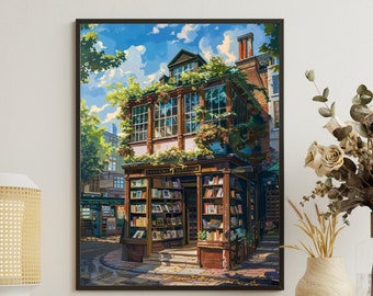 Book Store Print, Bookshop Wall Art, Reading Gift, Travell City Poster, Book Wall Art, Library Art, Author Gift Idea, New York Bookstore Art