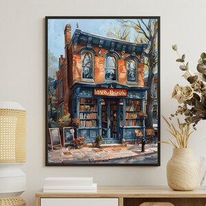 Book Shop Print, Travell City Book Store Poster, Reading Gift, Bookshop Wall Art, Book Art, Library Art, Author Gift Idea, Book Lovers Gift,