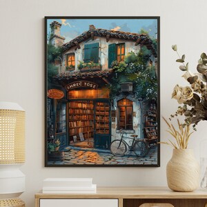 Book Store Print, Travell City Book Shop Poster, Reading Gift, Bookshop Wall Art, Book Art, Library Art, Author Gift Idea, Book Lovers Gift