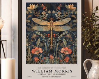 William Morris Print, William Morris Exhibition Print, William Morris Poster, Vintage Wall Art, Textiles Art, Vintage Poster, Dragonfly Art