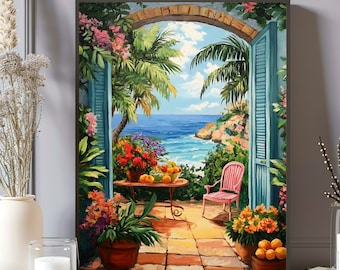Henri Matisse Open Window Poster, Henri Matisse Print, Matisse Wall Art, Coastal View Colorful Mediterranean Wall Decor, Fauvism Painting