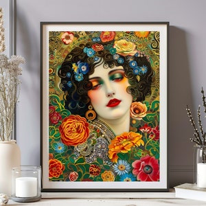 Gustav Klimt Print, Gustav Klimt Woman Poster, Vintage Exhibition Art Print, Modern House Wall Decor, Vintage Poster Woman Portrait Wall Art