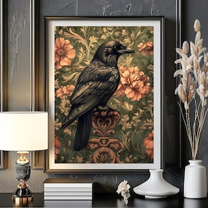 Raven William Morris Print, William Morris Exhibition Print, William Morris Crow Poster, Vintage Wall Art, Textiles Art Vintage Raven Poster