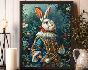 William Morris Print, William Morris Exhibition Print, William Morris Poster, William Morris Vintage Art, Floral Art, Rabbit Portrait Print