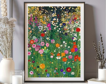 Gustav Klimt Poster, Gustav Klimt Farm Garden Print, Klimt Flowers, Floral Wall Decor, Gift Idea, Wall Art Print, Gustav Klimt Wall Decor