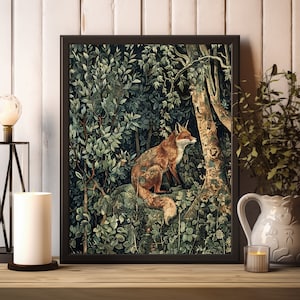 William Morris Fox Prints, William Morris Exhibition Print, Dark William Morris Poster, Vintage Wall Art, Textiles Art, Dark Forest Poster