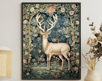 William Morris Print, William Morris Exhibition Print, William Morris Poster, Vintage Wall Art, Textiles Art, Vintage Poster, Reindeer Print