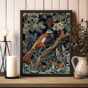 William Morris Prints, Dark William Morris Exhibition Print, William Morris Poster, Vintage Wall Art, Textiles Art, Pheasant Art Poster