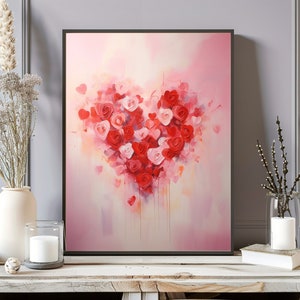 Arte della parete con cuori rosa, decorazione della camera preppy con cuori di graffiti, arte della parete del dormitorio alla moda con stampa estetica, decorazione dell'asilo nido per ragazze carine, download digitale