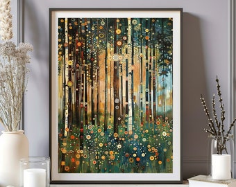 Gustav Klimt Print, Gustav Klimt Flower Market Poster, Vintage Oil Painting Wall Art, Flower Market Wall Decor, Vintage Art, Flower Garden