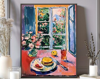 Funny Henri Matisse Breakfast Print, Henri Matisse Poster, Matisse Wall Art, Kitchen Wall Decor, Vintage Matisse Prints, Open Window Poster