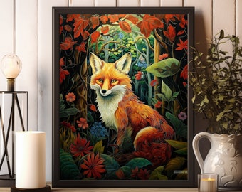 William Morris Print, William Morris Fox Exhibition Print, William Morris Fox Poster, Vintage Wall Art, Textiles Art, Vintage Fox Prints