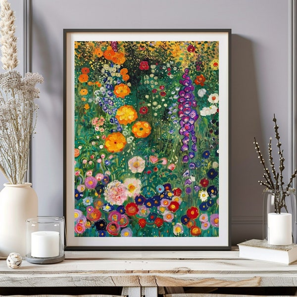 Impression Gustav Klimt, affiche Gustav Klimt Farm Garden, fleurs Klimt, décoration murale florale, idée cadeau, impression d'art mural, décoration murale Gustav Klimt