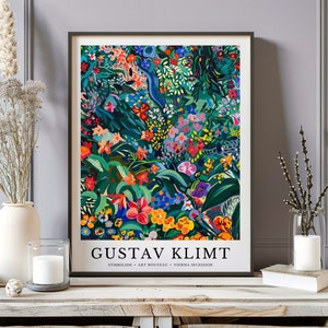 Gustav Klimt Print, Gustav Klimt Garden Floral Poster, Gustav Klimt Flowers Market Wall Decor, Vintage Wall Art, Gustav Klimt Wall Decor