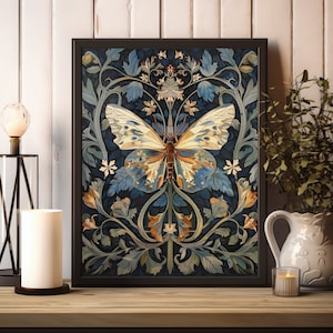 William Morris Butterfly Print, William Morris Exhibition Print, William Morris Poster, Vintage Wall Art, Textiles Art, Vintage Poster Print