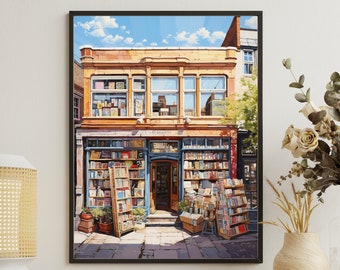 Book Store Poster, Book Shop Print, Reading Gift, Bookshop Wall Art, Retro Book Lover Art, Library Art, Author Gift Idea, Book Lovers Gift,