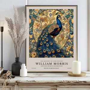 William Morris Peacock Print, William Morris Poster, William Morris Exhibition Print, William Morris Vintage Art, Floral Art, Vintage Poster