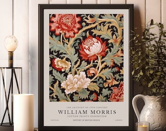 William Morris Print, William Morris Exhibition Print, Vintage Floral William Morris Poster, Vintage Wall Art, Textiles Art, Vintage Poster