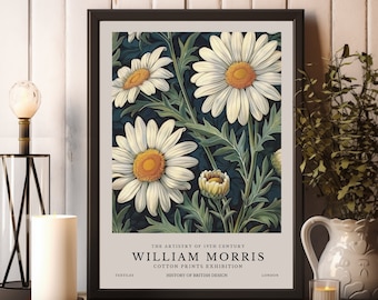 William Morris Daisy Print, William Morris Print Exhibition, William Morris Poster, William Morris Print, Textiles Art, Vintage Floral Art