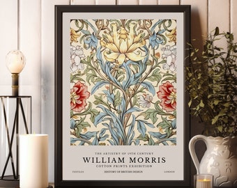 William Morris Print, William Morris Exhibition Print, Floral Pattern William Morris Poster, Vintage Wall Art, Textiles Art, Vintage Poster
