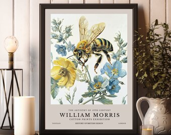 William Morris Print, William Morris Exhibition Print, William Morris Bee Poster, William Morris Vintage Art, Floral Art, Vintage Poster