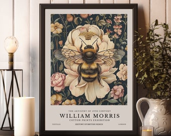William Morris Bee Print, William Morris Exhibition Print, William Morris Poster, William Morris Vintage Art, Floral Art, Vintage Poster