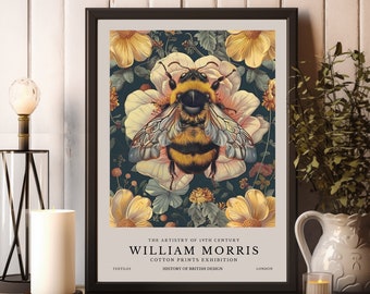 William Morris Bee Print, William Morris Exhibition Print, William Morris Poster, William Morris Vintage Art, Floral Art, Vintage Bee Poster