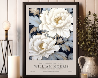 William Morris Prints, William Morris Exhibition Print, Blue Floral William Morris Poster, Navy Vintage Wall Art, Textiles Art, Vintage Art
