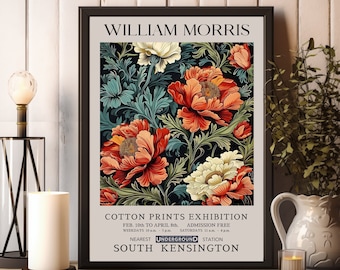 William Morris Print, William Morris Print Exhibition, William Morris Floral Poster, William Morris Print, Textiles Art, Vintage Flower Art