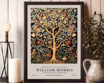 Impression William Morris Tree of Life, affiche de l'exposition William Morris, affiche William Morris, art mural vintage, art textile, art arbre de vie