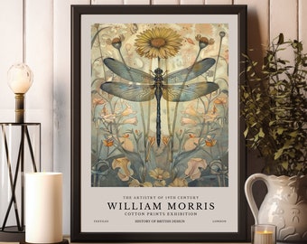 William Morris Print, William Morris Exhibition Print, William Morris Poster, Vintage Wall Art, Textiles Art, Vintage Poster, Dragonfly Art