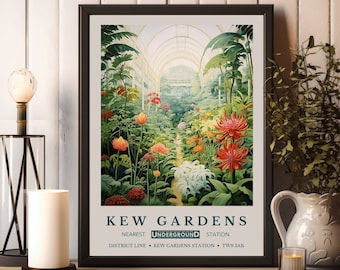William Morris Print, William Morris Kew Gardens Poster, Kew Gardens Print, London Print, Vintage Wall Art, Floral Prints, Vintage Artwork