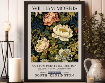 William Morris Print, William Morris Print Exhibition, William Morris Floral Poster, William Morris Print, Textiles Art, Vintage Floral Art