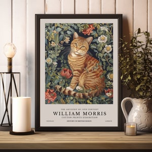 William Morris Print, William Morris Exhibition Print, William Morris Poster, Vintage Wall Art, Textiles Art, Vintage Poster Tabby Cat Print