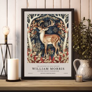 William Morris Reindeer Print, William Morris Exhibition Print, Deer William Morris Poster, Vintage Wall Art, Textiles Art, Vintage Poster