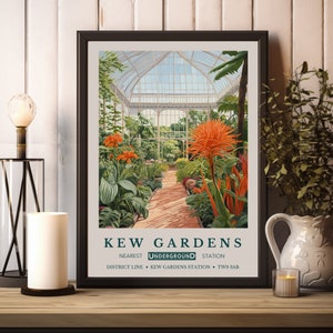 Impression William Morris, affiche William Morris, impression Kew Gardens, impression jardins botaniques, impression Londres, art mural vintage, affiche d'art vintage