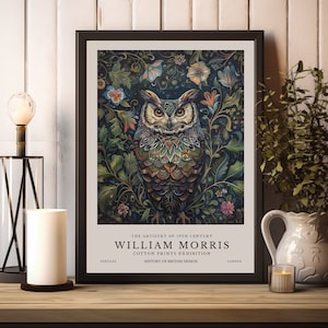William Morris Owl Print, William Morris Exhibition Print, William Morris Owl Poster, Vintage Wall Art, Textiles Art, Vintage Poster Print