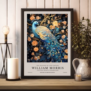 William Morris Print, William Morris Peacock Poster, William Morris Exhibition Print, William Morris Vintage Art, Floral Art, Vintage Poster