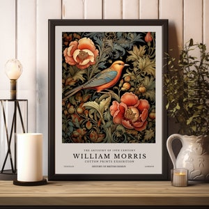 William Morris Art Print, Blumenvogel William Morris Ausstellungsplakat, William Morris Plakat, Vintage Plakat, Blumenvogel Kunst Wanddekor